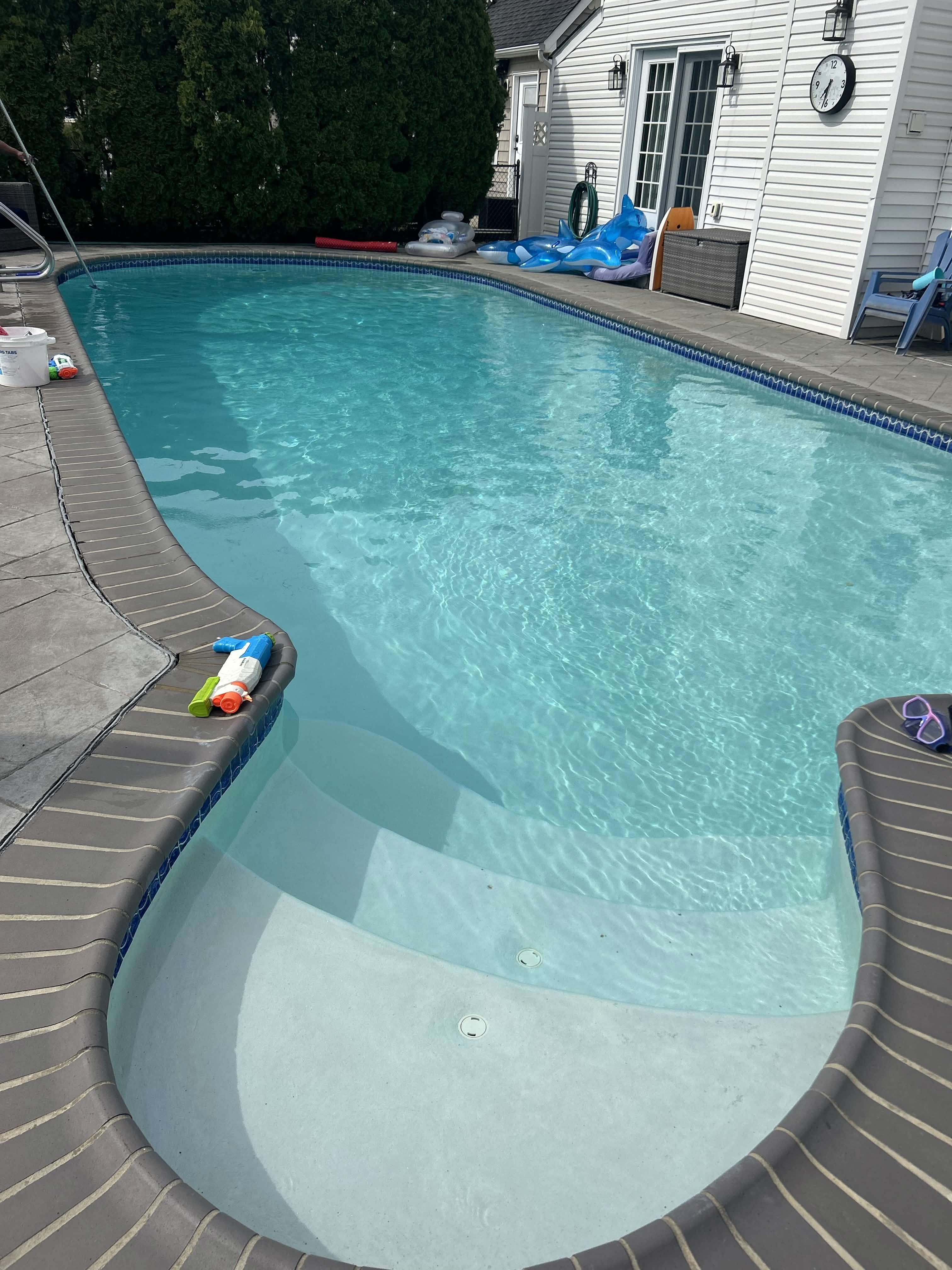 Crystal clear freeform pool after spring opening